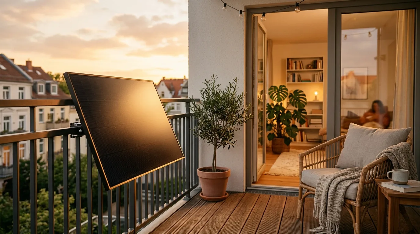 Balkonkraftwerk auf einem Südbalkon – 600W war die alte Grenze, heute sind 800W erlaubt