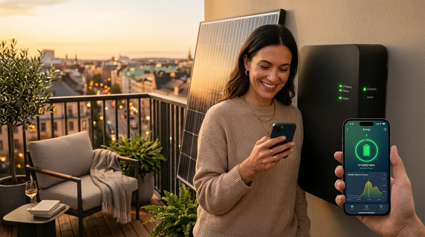 Zendure SolarFlow Ace 1500 Balkonspeicher an einem Balkon-Wechselrichter angeschlossen